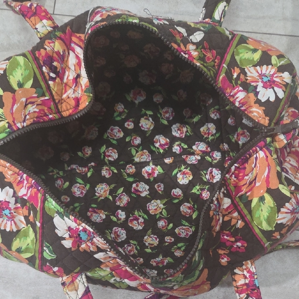 Vera Bradley Floral Brown Travel Bag - Picture 9 of 16